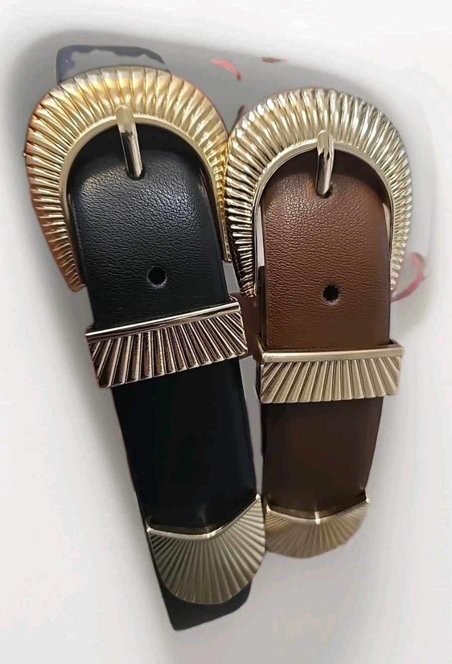 Jason Wu Women's Leather Belts Set 2 Black Brown Gold Buckle NWT Designer